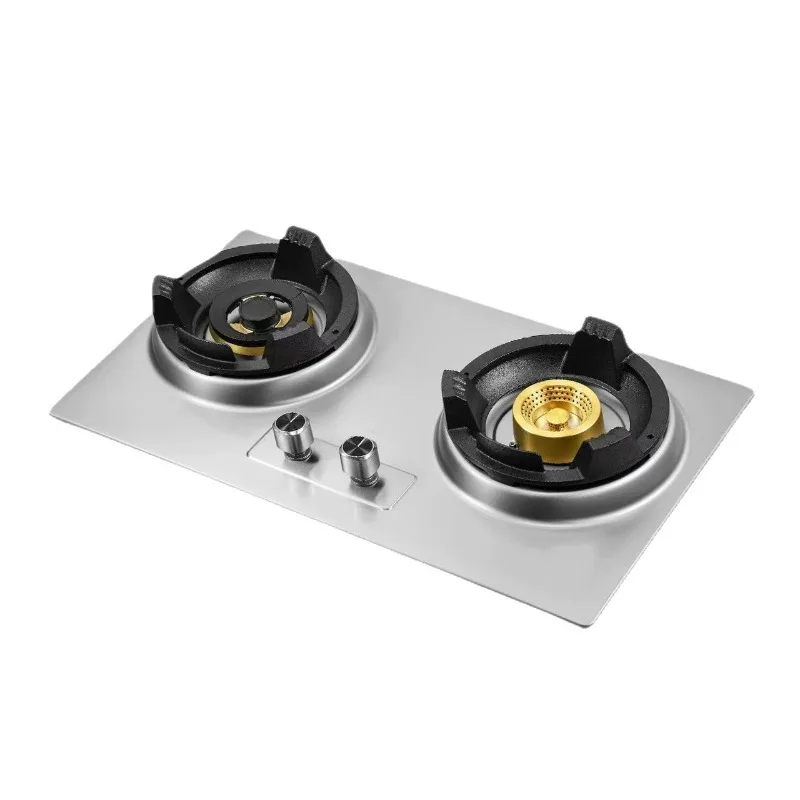 

Double stove household gas stove, stainless steel panel natural gas liquefied gas stove