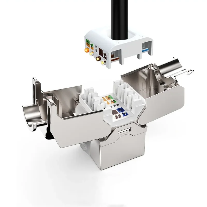 Enchufe de blindaje de módulo RJ45 Cat7 Cat8, conector Keystone RJ45 Cat6, cableado de red Ethernet, Cable Lan Cat6a, Panel de parche de Internet