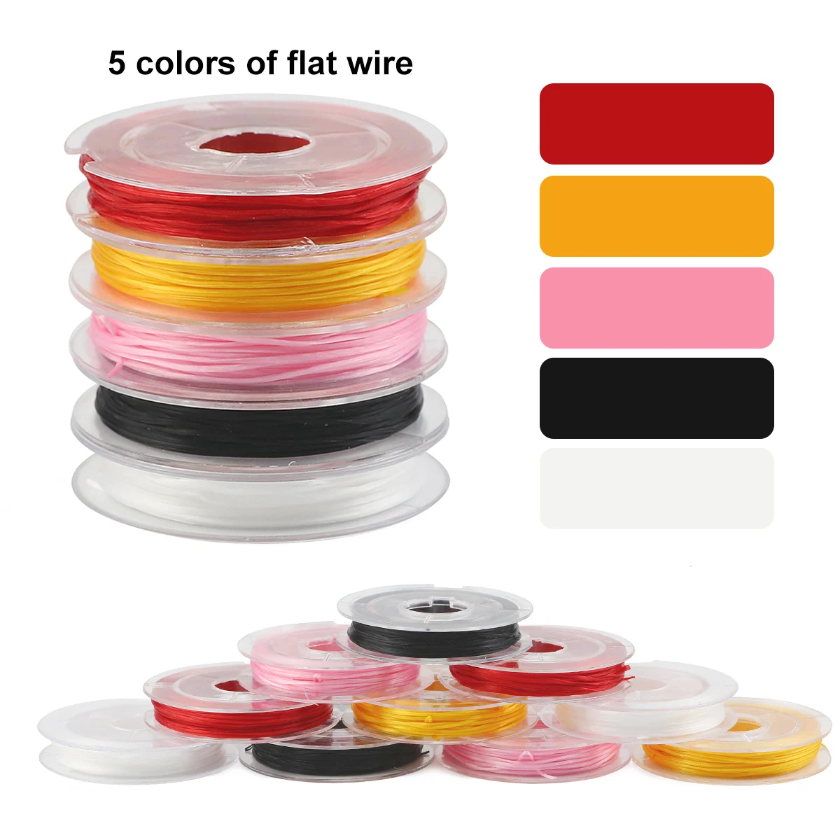 Flat Wire 7mm 10Meters 5 Colors Beading Thread Nylon Line Elastic Stretch High Quality For DIY Jewelry Making Beads Bracelets