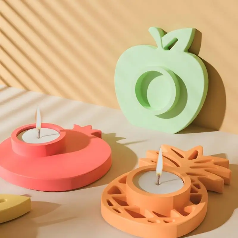 A52E Silicone Mold for Fruit Shaped Stand Tealight Holder Desk Ornament Mold