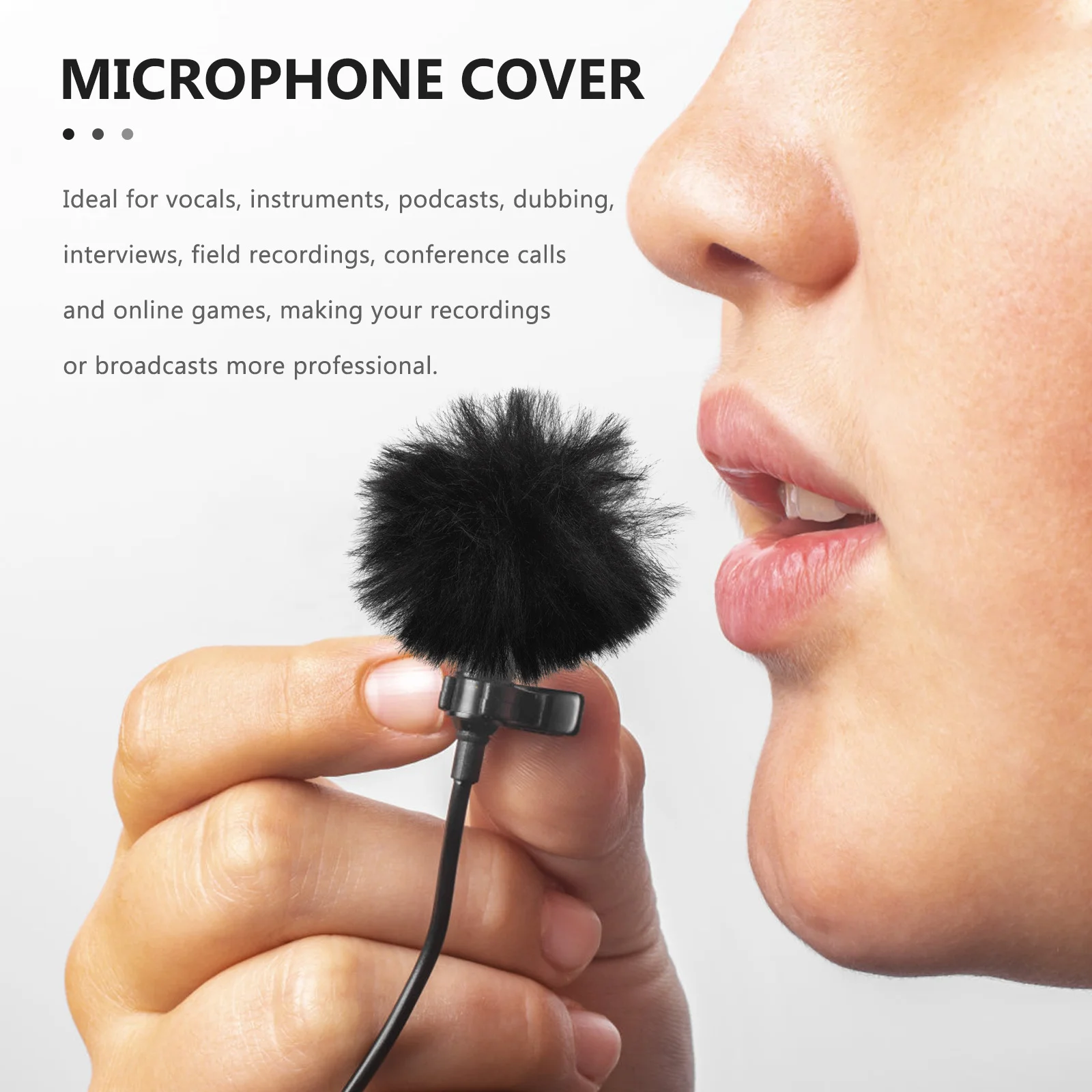 

2Pcs Windproof Microphone Covers Durable Thickened Mic Guard Black Replacement for Recording Live Streaming Office