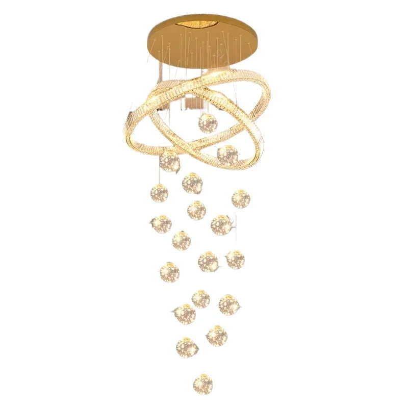

Villa light luxury crystal stair chandelier modern simplicity 2025 new duplex loft apartment with high living room light