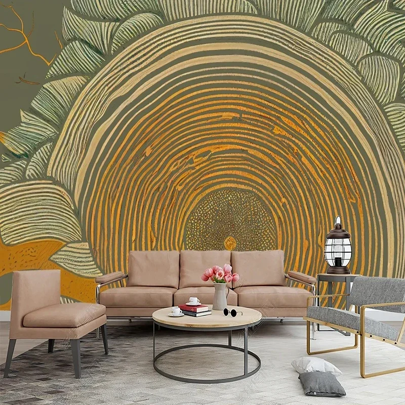 Custom Any Size 3D Modern Light Luxury American Annual Ring TV Sofa Background Wall Mural Wallpaper Papel De Parede Home Décor