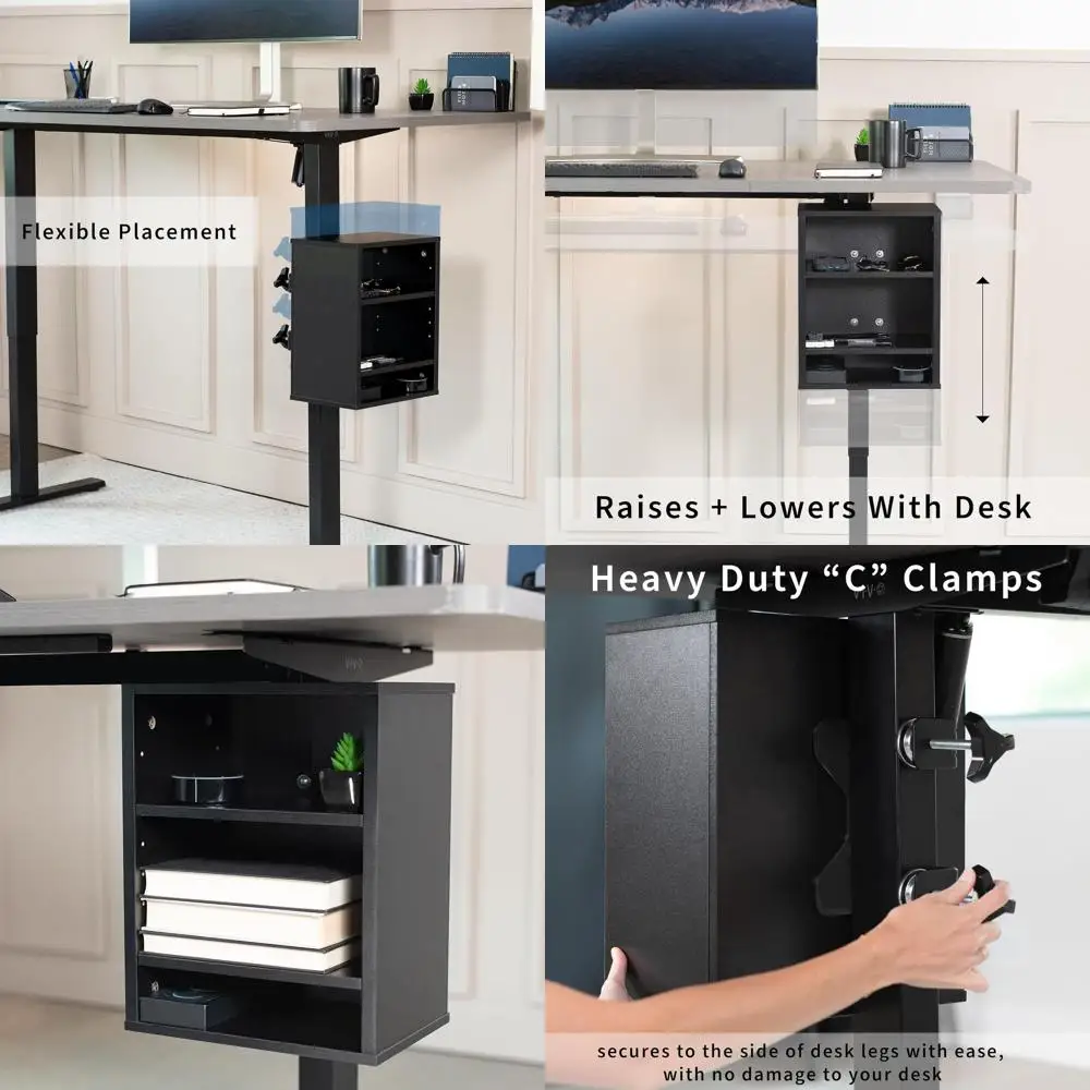 

Органайзер для хранения под столом, многоуровневая полка для офисных принадлежностей, игровых аксессуаров и многого другого, черный