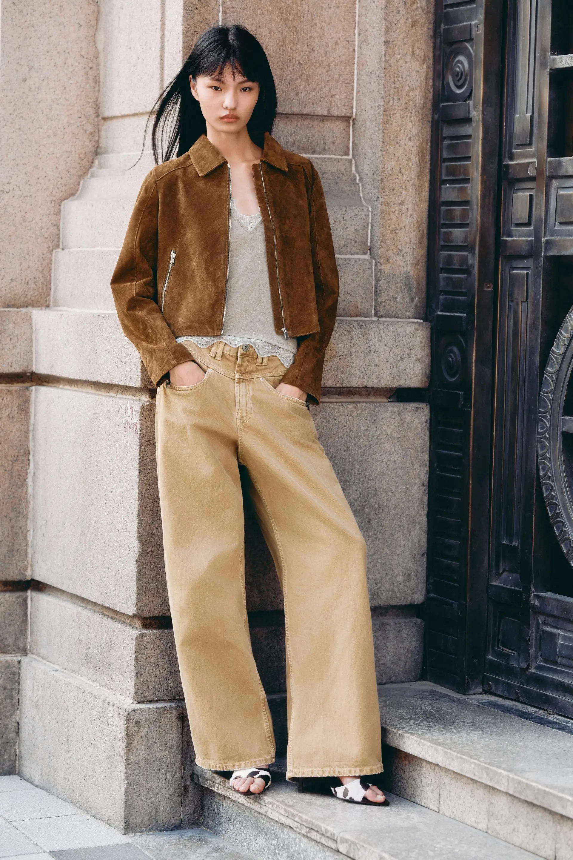 Novo outono feminino jaet zíper ort casaco de couro do plutônio gola simples fechamento com zíper feminino commuter sle fibra poliéster