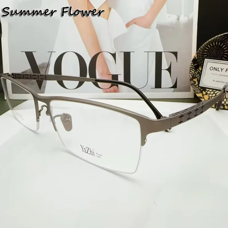 Men Pure Titanium Oversize 60mm Eyewear Glasses Spectacles Prescription Eyeglasses Flexible Temples Light Optical Male Frames