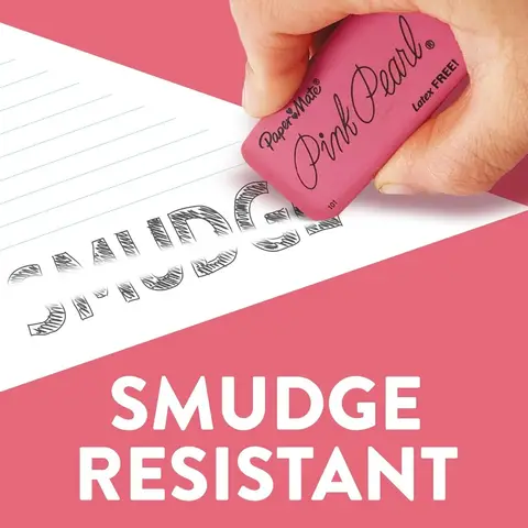 Mellanstora rosa pärlsuddgummin för konst och skolbruk, 24 st, högkvalitativa raderingsresultat med slät textur och hållbar design. 10 best sales rosa suddgummi - №1