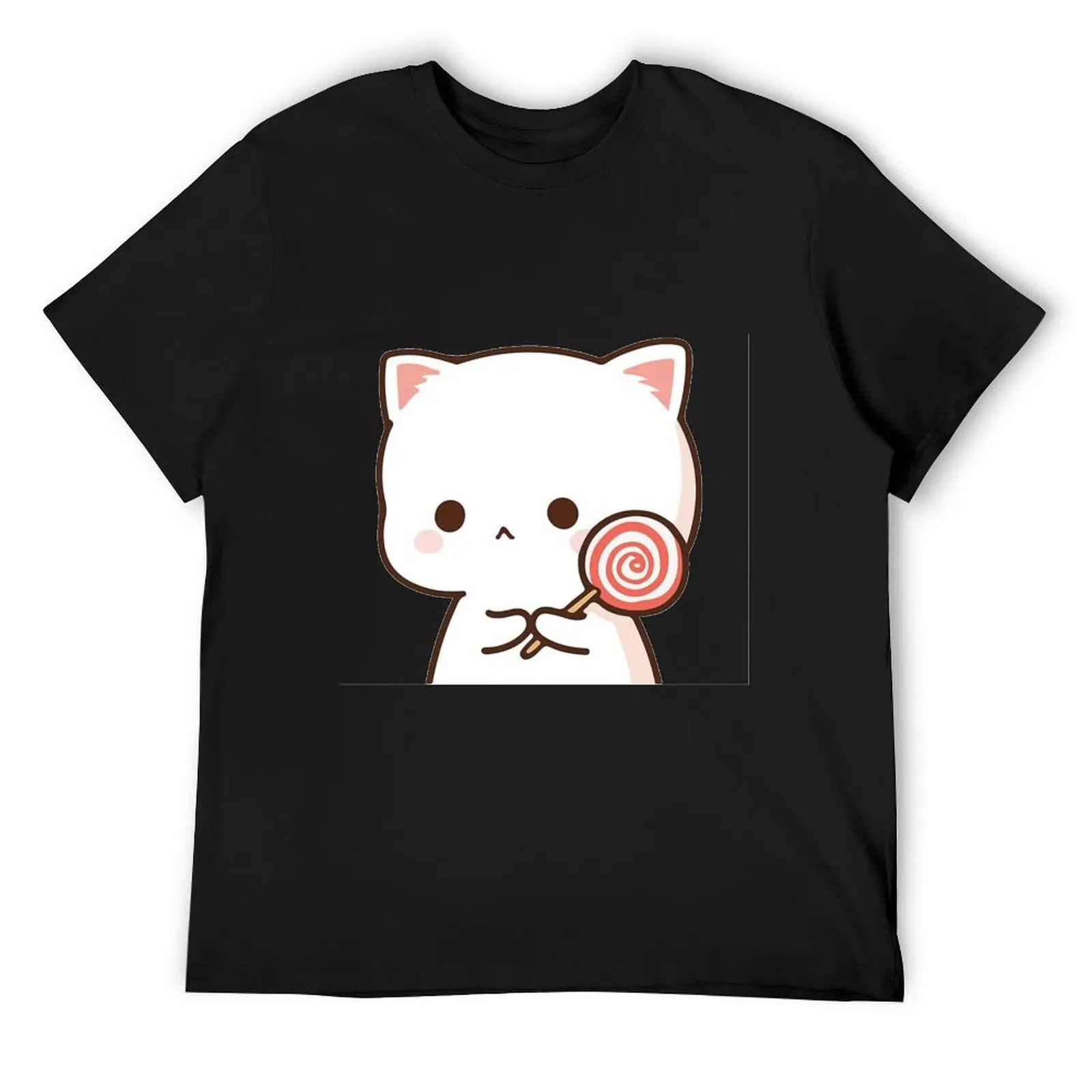 Peach Goma Mochi Mochi Cat Lolipop Sad Pose T-Shirt graphic t shirt vintage graphic t shirts shirts graphic tees t shirt for men