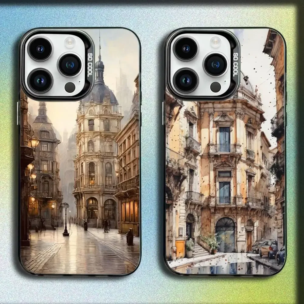 

Vintage architectural art illustration Phone Case For iPhone 17,16,15,14,13,12,11,Pro,Max,Plus,E,SE4,Air,Mini Black IMD Box