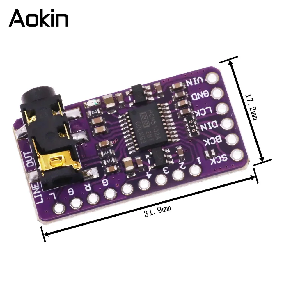 Interface I2S PCM5102A DAC Decoder GY-PCM5102 I2S Player Module For Raspberry Pi pHAT Format Board Digital PCM5102 Audio Board