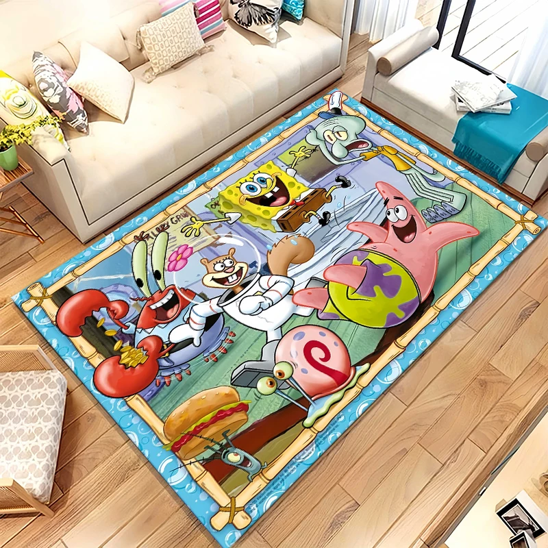 Funny S-SpongeBob Patrick Star Cartoon Living Room Non-Slip Area Rug Soft Carpet for Bedroom Playroom Sofa,Home Decor Doormat