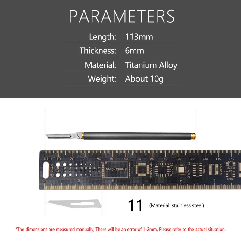 Titanium alloy scalpel metal handle DIY carving knife lightweight portable with cover stainless steel surgical blade EDC tool