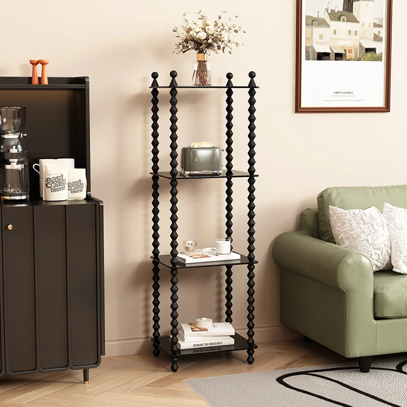 French Vintage Wooden Storage Rack Mid-Century Floor Display Shelf for Study Living Room - Wooden Storage Cabinet