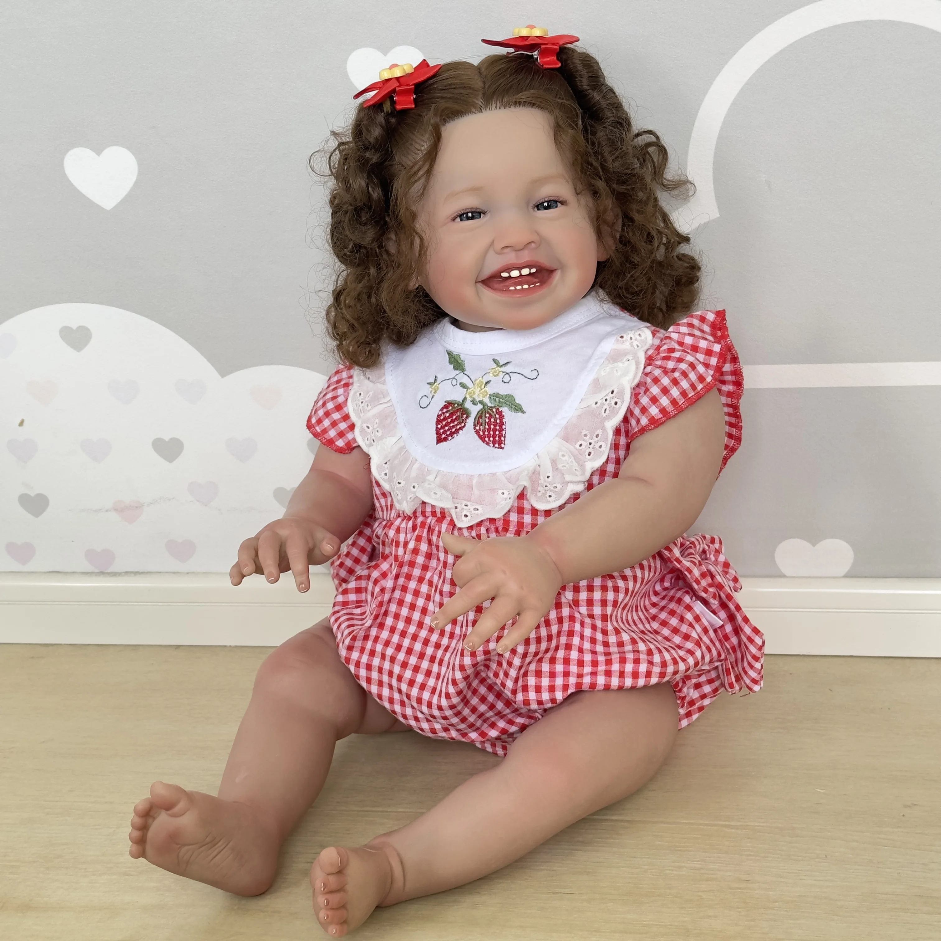 

NPK 60CM Huge Doll Real Baby Size Reborn Baby Toddler Girl Doll Mila Lifelike 3D Painting Collectible Art Doll