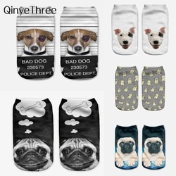 2024 New Cute 3D Printed Cool Lovely Dogs Women Ankle Socks Chaussette Animal Art Hosiery Bad Dog Pug Life Sox Dropship