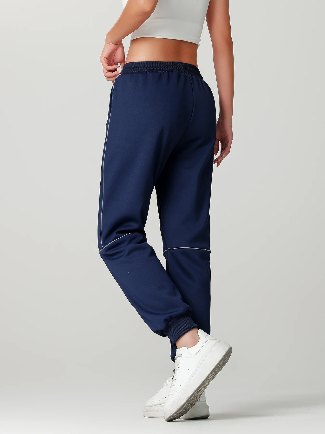 قطعة واحدة من السراويل الرياضية النسائية الشتوية المبطنة بالصوف، سراويل كاجوال دافئة وأنيقة للنساء، تتميز بحزام خصر مرن مع رباط، وجيوب جانبية، وسراويل ركض محبوكة للارتداء اليومي في الخريف والشتاء، مناسبة للمشي لمسافات طويلة في المنزل #2