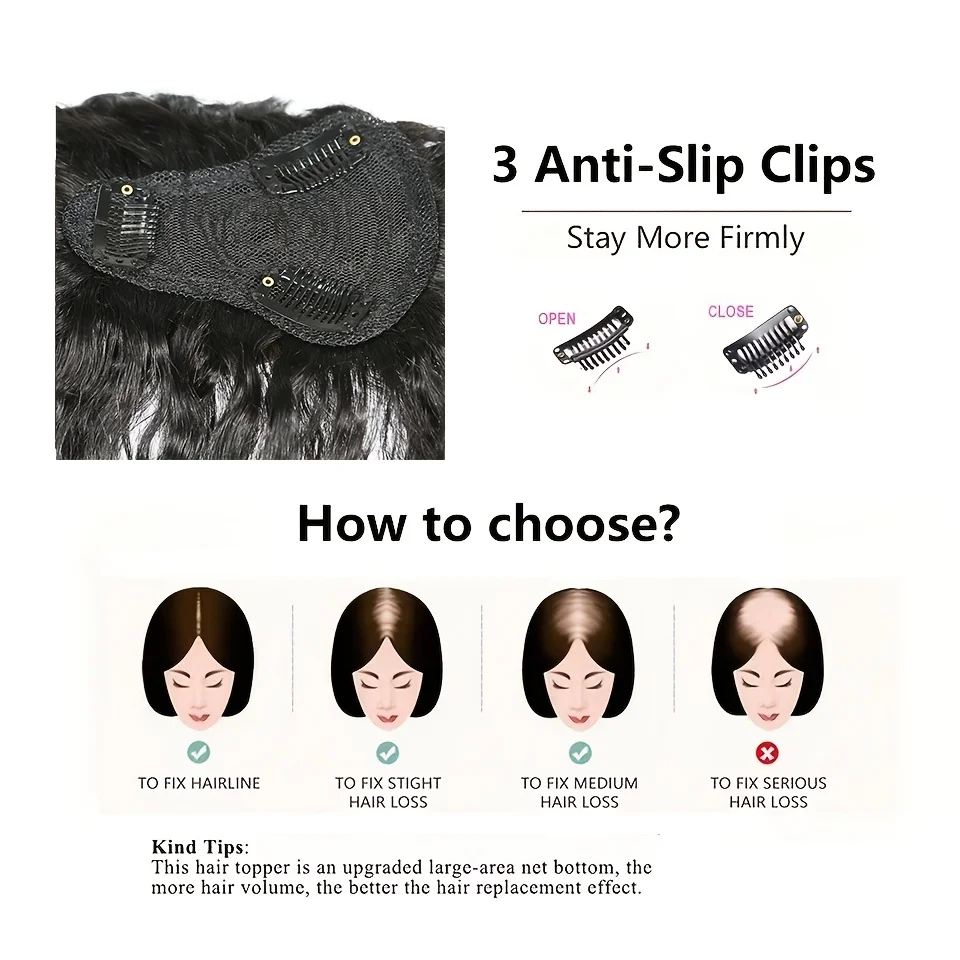 Kinky reta topper cabelo com franja pedaço de cabelo clipes invisíveis em peças de peruca extensões de peruca feminina, design intranet em forma de t