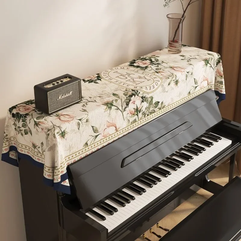 American Style Piano Dust Cover Cloth Half Cover Piano Top Cover Gray Cloth Household Electronic Piano Key Cover Cloth