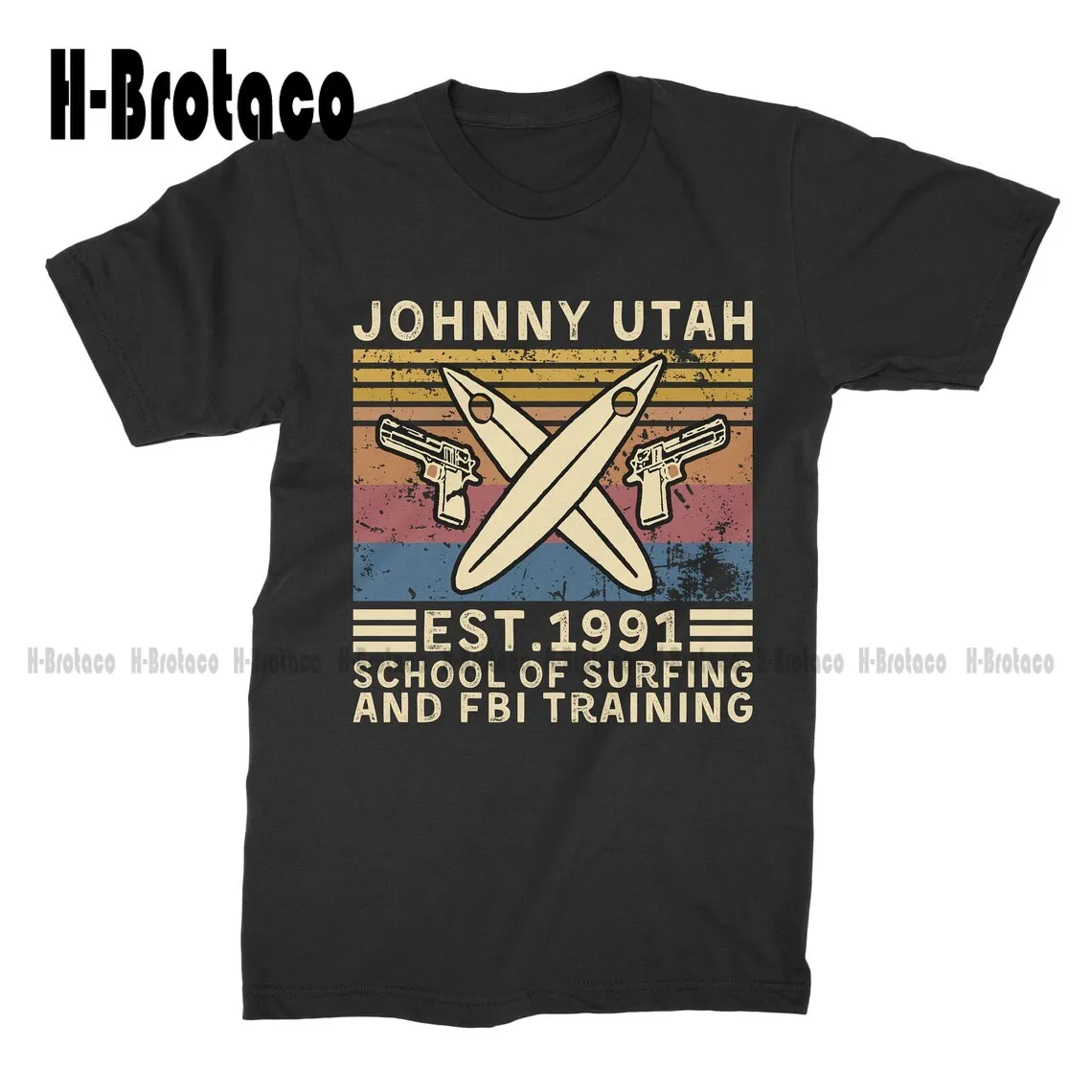 Johnny Utah Est.1991 School Of Surfing And Fbi Training Vintage T-Shirt T Shirt Cotton Outdoor Simple Vintage Casual Tee Shirts