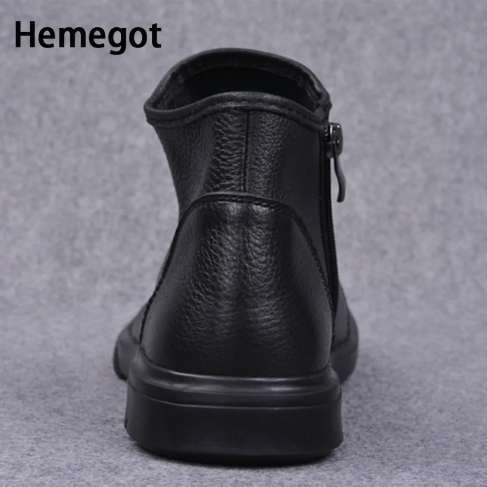 Men\'s Side Zipper Boots Business Comfortable Warm British Leather Shoes Soft Cowhide Plus Velvet Chelsea Soft Leather Boots