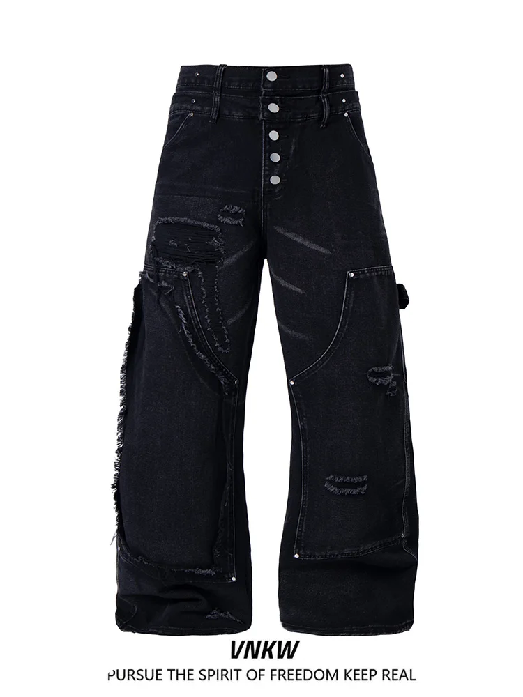 

Loose Straight Leg Workwear Pants Men Women Wide Leg Trousers Casual Straight Cut Jeans Youth Faion Spring Season Denim