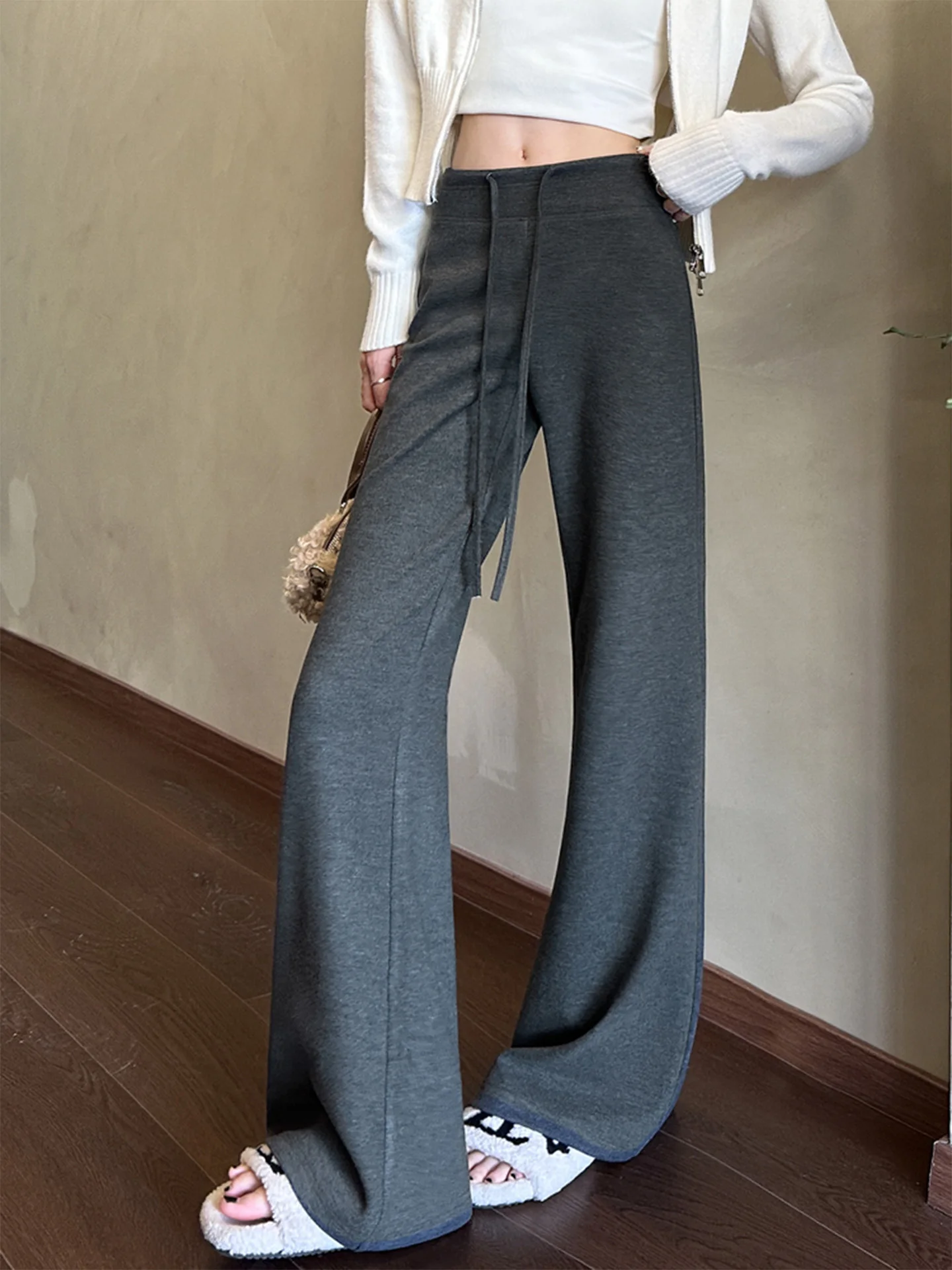 กางเกงโยคะทรงเข้ารูปเอวสูง ผ้าอะซิเตทผสมขนสัตว์ สำหรับผู้หญิง ฤดูใบไม้ร่วง ฤดูหนาว บุซับใน ขาเต่อ ความยาวระดับข้อเท้า กางเกงกีฬา