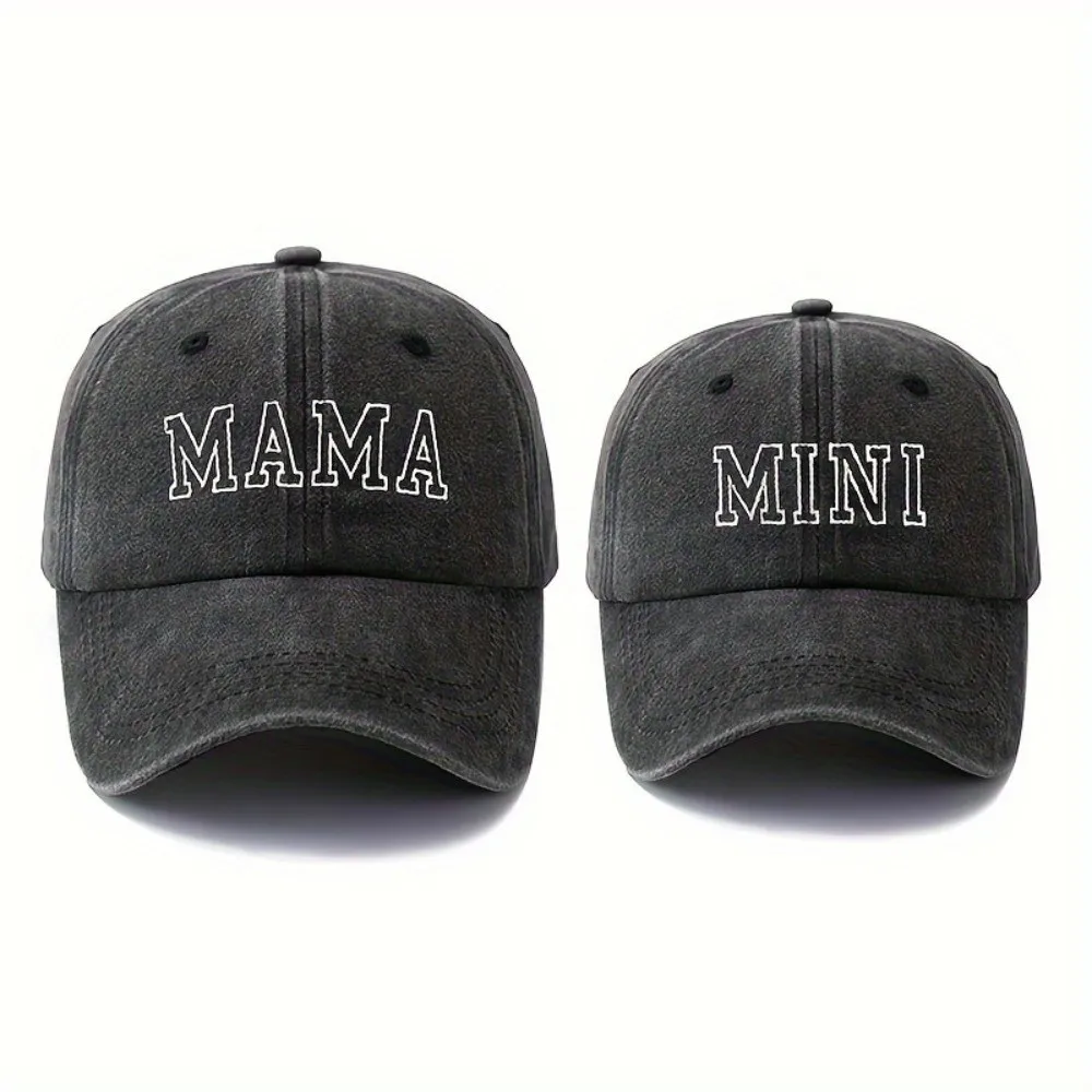 

Fashion Washed Cotton MAMA MINI Embroidery Caps Vintage Breathable Baseball Cap Adjustable Parent-Unisex Baseball Hats