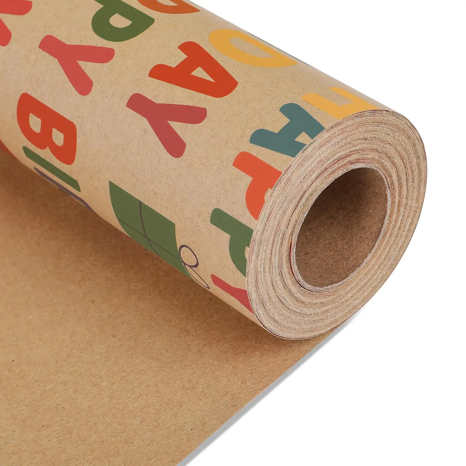 1 Rolle 43 cm x 10 m Geburtstags-Geschenkpapier, Geschenkpapierrolle, Kraftpapier, 80 g/m2 großes Rollenpapier