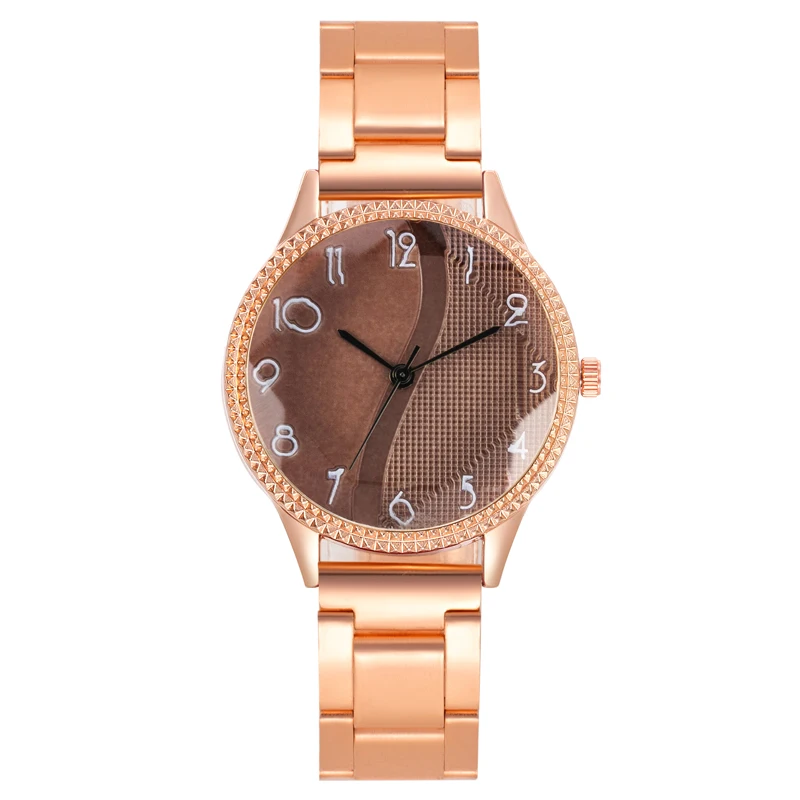 Reloj de lujo con correa de acero para mujer, nuevo accesorio de moda Simple, con superficie de empalme creativa, con texto de renacupolo y