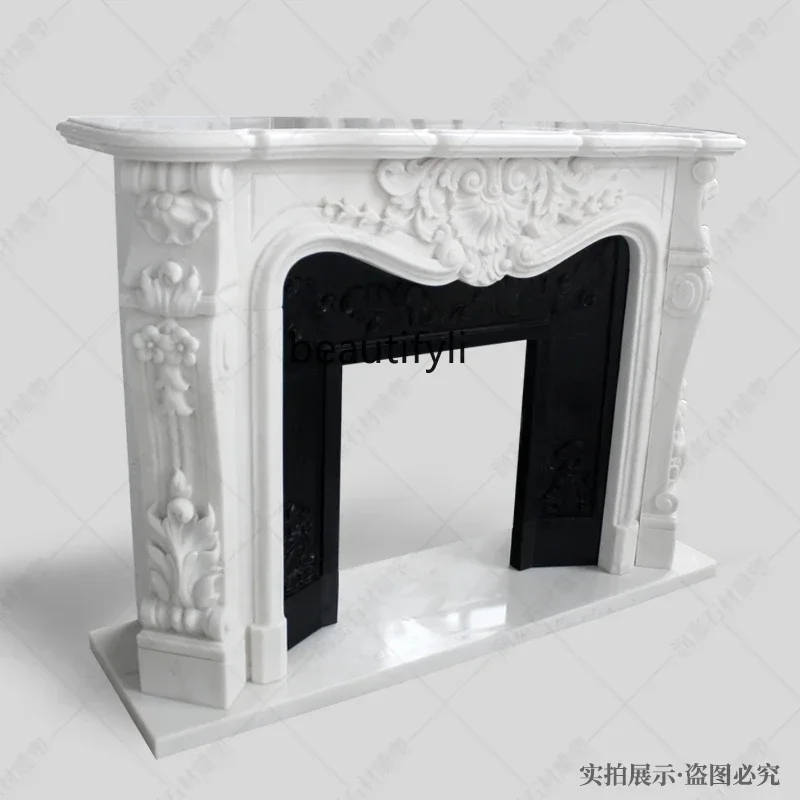 

P French marble fireplace mantel retro living room background wall decoration customization