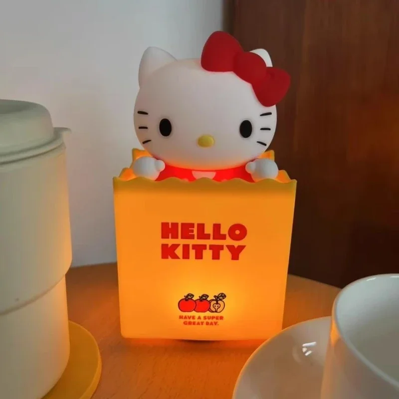 

Cartoon hello Kitty Luminous Anime Figure Bedroom Bedside Atmosphere Lamp Desktop Model Ornament Children Birthday Gift Toy
