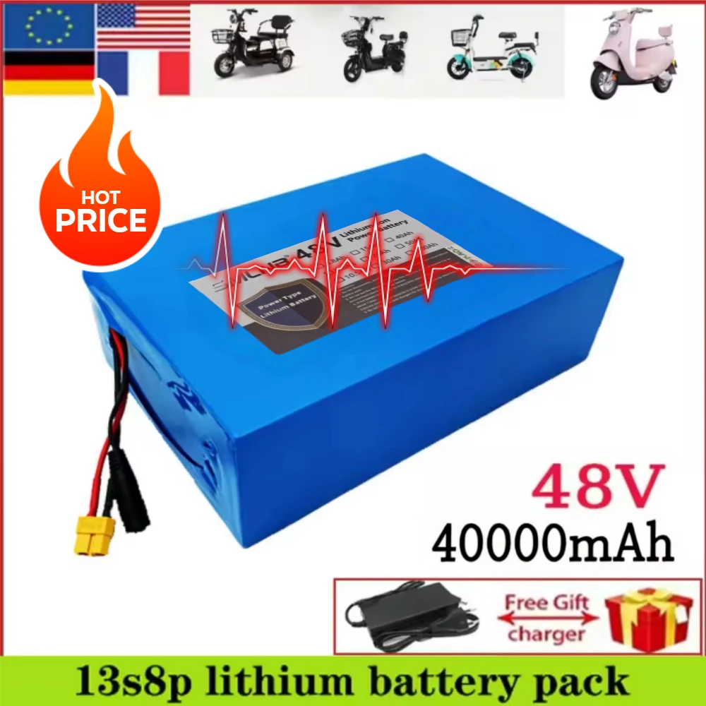 

40000mAh 48V Li-ion Battery for Citycoco Motorized Scooter Electric Tools Model Aircraft Solar Energy Inverters 13S8P Configurat