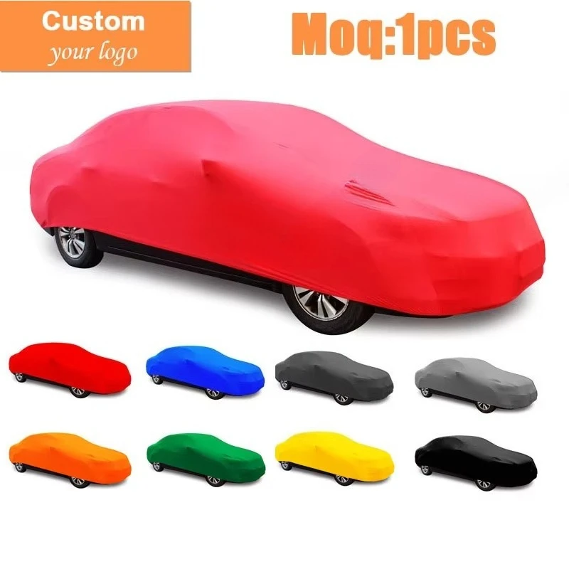 Custom Universal Sun Proof Full Stretch Spandex Elastic Silk Fleece Soft Indoor Folding Car Cover