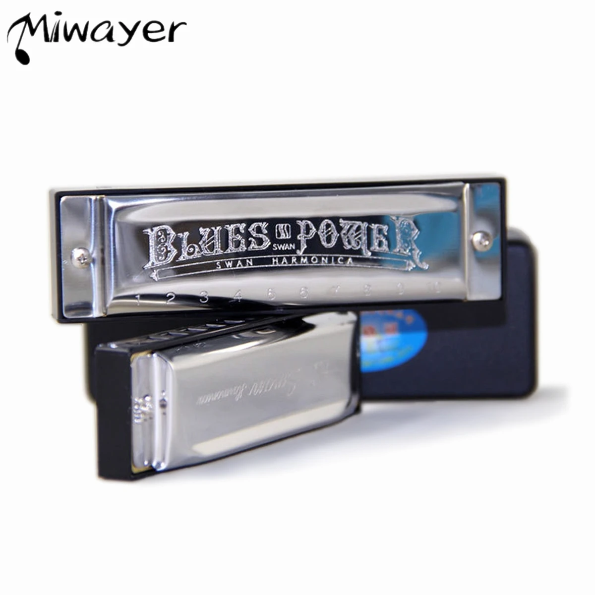 Miwayer Harmonica Senior Bruce 10 Hole BLUES with Case Brass Stainless Steel