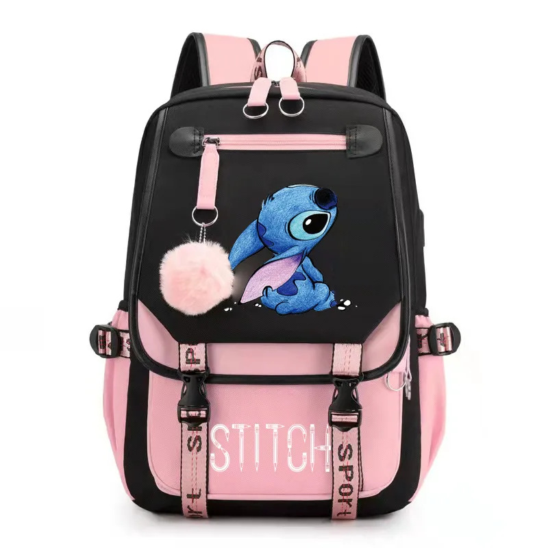 Disney Stich Mochila Feminina Rucksack USB Lade Schule Taschen Teenager Mädchen Jungen Laptop Rucksack Frauen Reise Rucksäcke