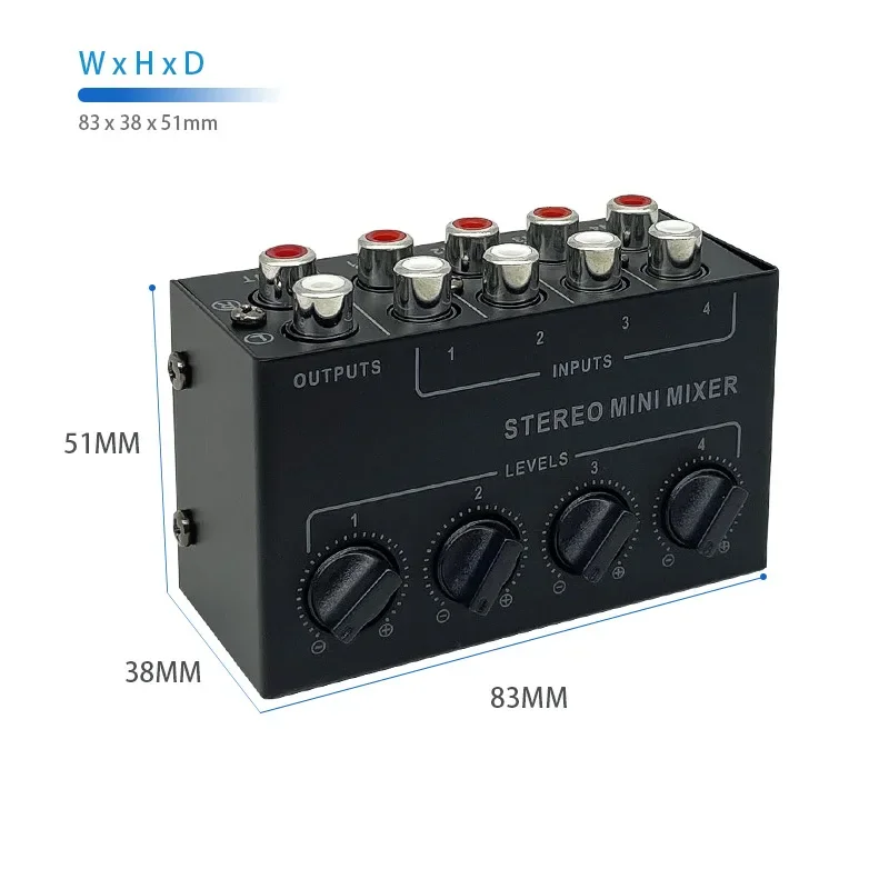 CX400 4-Channel Audio Signal Mixer Stereo Mixer Hub, Passive Mixer Controller