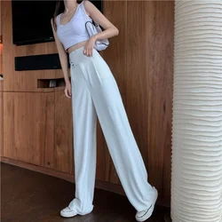 Female Pants Baggy Trousers for Women Office Work White Tailoring Clothes Loose High Waist Black G Nylon New in Y2k Streetwear