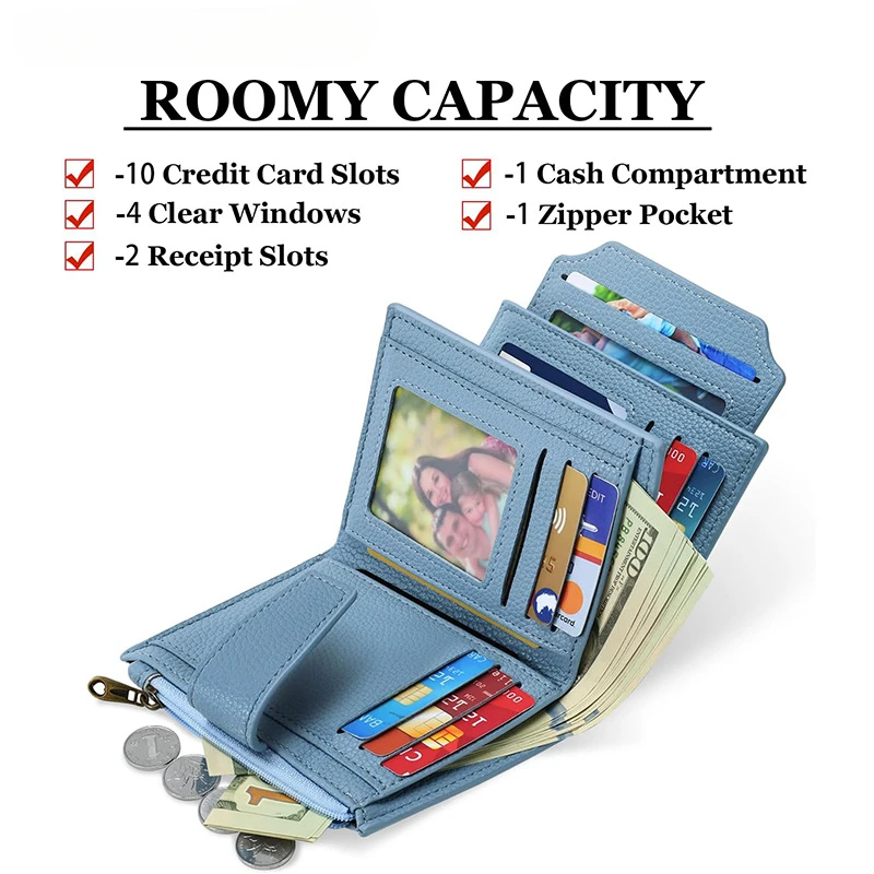 Western RFID Blocking PU Leather High Capacity Easy To Install Zipper Women Wallet Multi Colors Wallet for Ladies