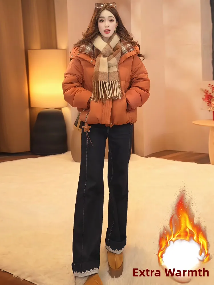 

Korean Sle Thiened Fce Lined ort Jaet Women's Faionable Winter Outerwear Durable Polyester Fiber Fill Power