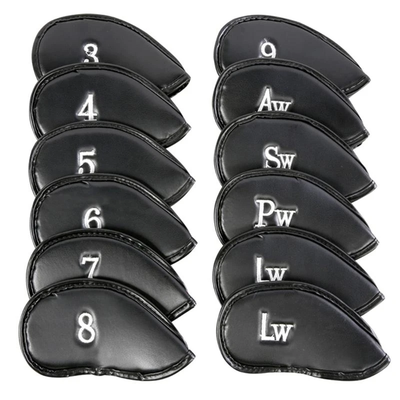 

12Pcs PU Leather Golfs Iron Headcover Synthetic Watertight Golfs Iron Head Cover