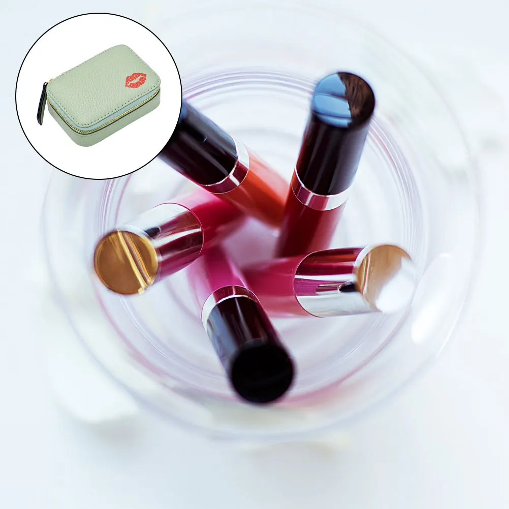 Travel Makeup Bag Portable Small Lipstick Pouch Mirror Organizer Convenient Carrying Storage Small Lipstick Bag