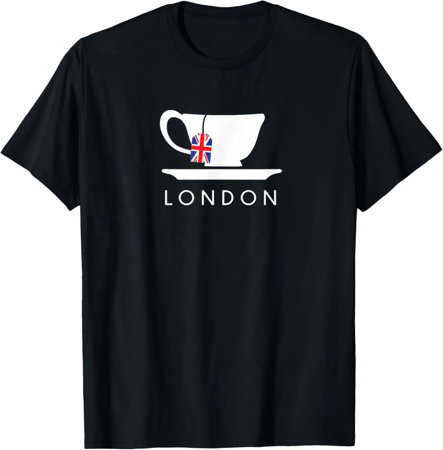 

London Tea Cup British Flag Graphic Tee Cotton Short Sleeve Trip T-Shirt