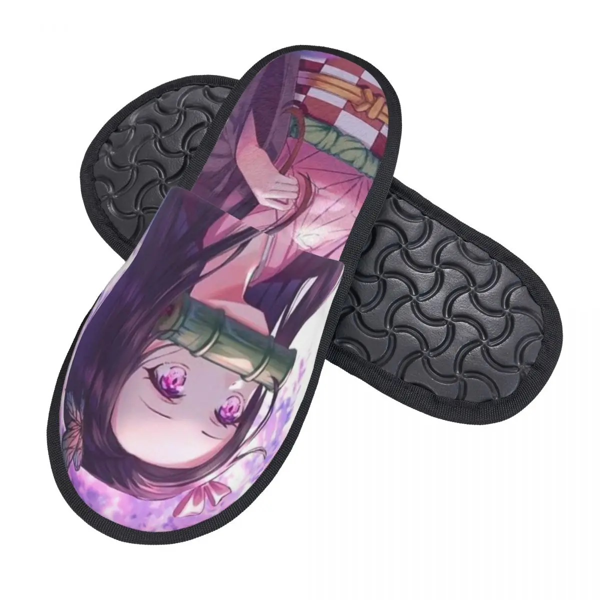 Custom Kimetsu No Yaiba Nezuko Comfy Scuff Memory Foam Slippers Women Demon Slayer Anime Manga Bedroom House Shoes