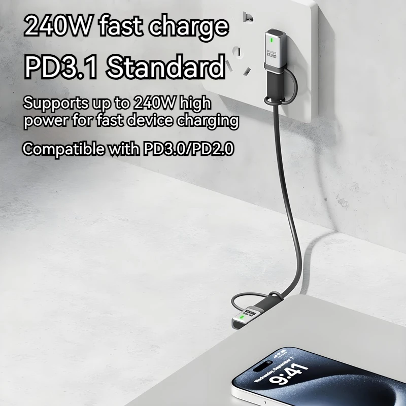 Adapter USB Typu C 240W Szybkie Ładowanie Adaptador Transfer Danych OTG Złącze USBC Do Telefonu Ipad Tablet Kabo Konwerter USB Typu C — zdjęcie 6