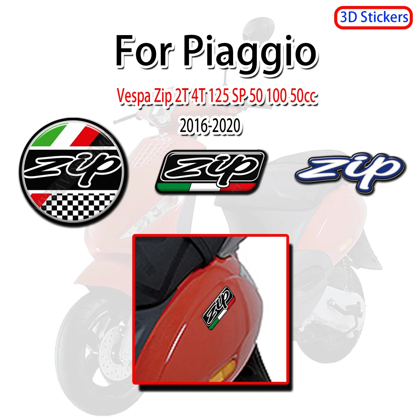 

For Piaggio Vespa Zip 2T 4T 125 SP 50 100 50cc Motocycle Decal Scooter 3D Decals Stickers 2016-2020