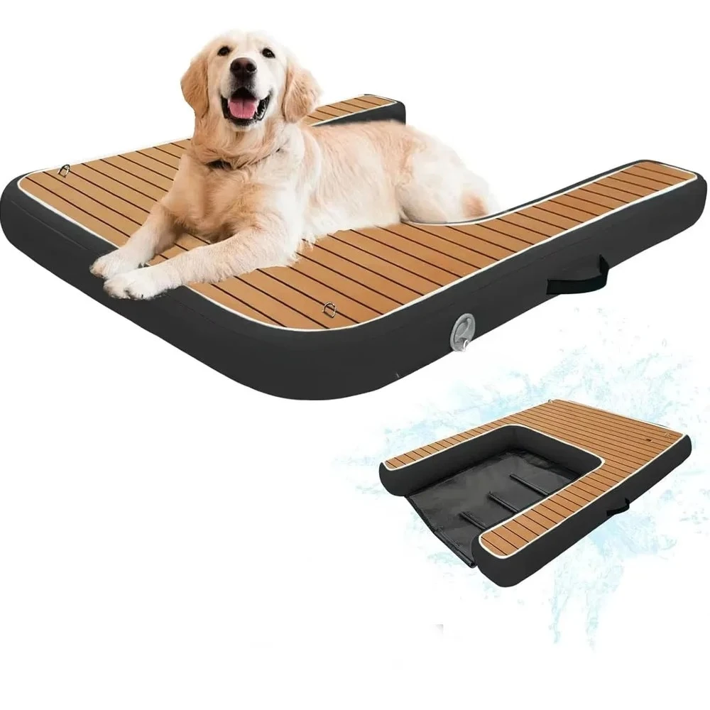 Rampa flotante para perros de PVC respetuosa con el medio ambiente, muelles flotantes de aire y agua, plataforma flotante inflable, rampa flotante para perros para barcos
