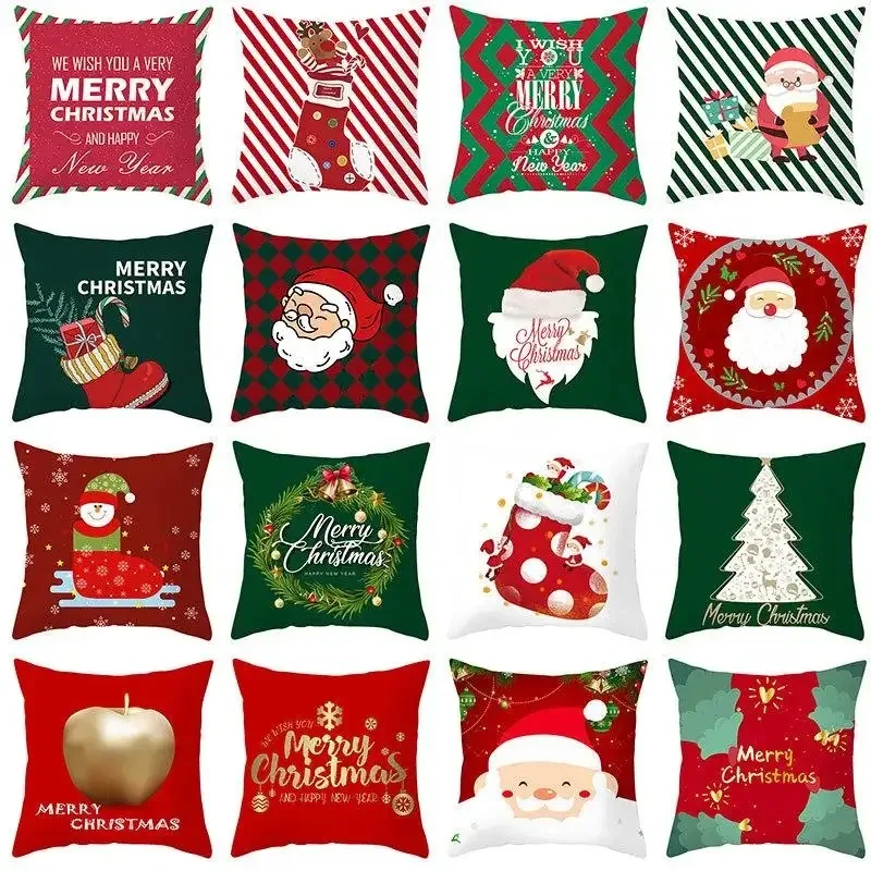 Christmas Themed Pillowcases Car Accessories Office Santa Claus Living Room Sofa Home Pillowcases