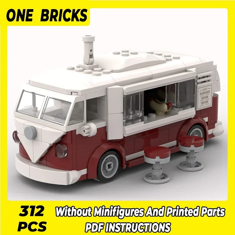 Technical Moc Bricks Model Car Series Mini T1 Food Truck Modular Building Blocks Gifts Toys For Children DIY Sets Assembling