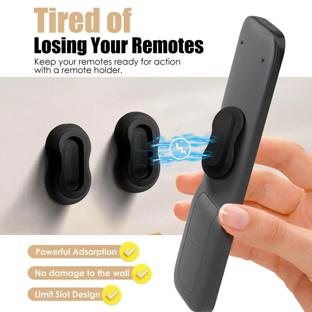 Magnetic Remote Control Holder Self-Adhesive Remote Control Storage Hook No-Drill Wall Mount Remote Storage Hook Walls Hook