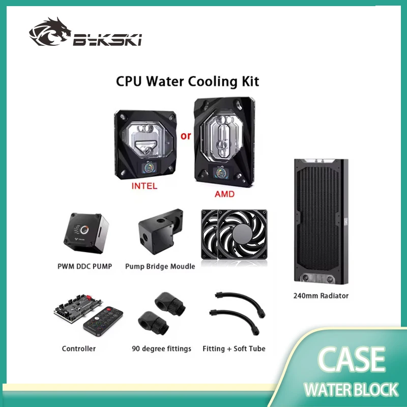 Granzon Water Cooling Kit for RTX 4070/ 4080/ 4090 / 7900 AIO GPU Block Pump 240mm Radiator PC Cooler G1/4'' Fittings Hose Tube